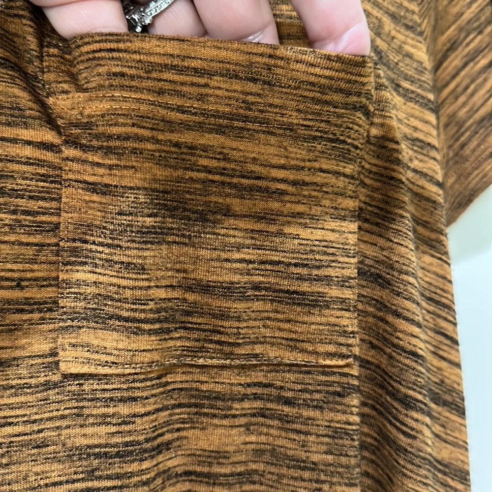 LULAROE copper and black Heather stripe high low XS dress